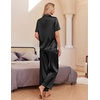 Ekouaer Silk Pajamas for Womens Set 2 Piece Fall Pjs Button Down Sleepwear(Black)