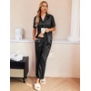Ekouaer Silk Pajamas for Womens Set 2 Piece Fall Pjs Button Down Sleepwear(Black)