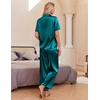 Ekouaer Silk Pajamas for Womens Set 2 Piece Fall Pjs Button Down Sleepwear(Blue Green)