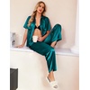 Ekouaer Silk Pajamas for Womens Set 2 Piece Fall Pjs Button Down Sleepwear(Blue Green)