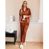 Ekouaer Silk Pajamas for Womens Set 2 Piece Fall Pjs Button Down Sleepwear(Caramel)