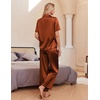 Ekouaer Silk Pajamas for Womens Set 2 Piece Fall Pjs Button Down Sleepwear(Caramel)