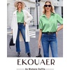 Ekouaer Silk Pajamas for Womens Set 2 Piece Fall Pjs Button Down Sleepwear(Green White Stripe)