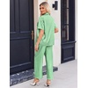 Ekouaer Silk Pajamas for Womens Set 2 Piece Fall Pjs Button Down Sleepwear(Green White Stripe)