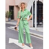 Ekouaer Silk Pajamas for Womens Set 2 Piece Fall Pjs Button Down Sleepwear(Green White Stripe)