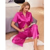 Ekouaer Silk Pajamas for Womens Set 2 Piece Fall Pjs Button Down Sleepwear(Hot Pink)