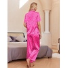 Ekouaer Silk Pajamas for Womens Set 2 Piece Fall Pjs Button Down Sleepwear(Hot Pink Leopard)