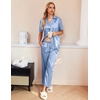 Ekouaer Silk Pajamas for Womens Set 2 Piece Fall Pjs Button Down Sleepwear(Light Blue)