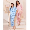 Ekouaer Silk Pajamas for Womens Set 2 Piece Fall Pjs Button Down Sleepwear(Light Blue-bow)
