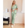 Ekouaer Silk Pajamas for Womens Set 2 Piece Fall Pjs Button Down Sleepwear(Light Green)