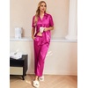 Ekouaer Silk Pajamas for Womens Set 2 Piece Fall Pjs Button Down Sleepwear(Navy Blue)