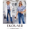 Ekouaer Silk Pajamas for Womens Set 2 Piece Fall Pjs Button Down Sleepwear(Navy White Stripe)