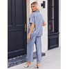 Ekouaer Silk Pajamas for Womens Set 2 Piece Fall Pjs Button Down Sleepwear(Navy White Stripe)