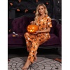 Ekouaer Silk Pajamas for Womens Set 2 Piece Fall Pjs Button Down Sleepwear(Orange-halloween)