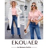 Ekouaer Silk Pajamas for Womens Set 2 Piece Fall Pjs Button Down Sleepwear(Pink)