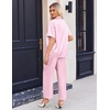 Ekouaer Silk Pajamas for Womens Set 2 Piece Fall Pjs Button Down Sleepwear(Pink White Stripe)
