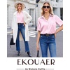 Ekouaer Silk Pajamas for Womens Set 2 Piece Fall Pjs Button Down Sleepwear(Pink White Stripe)