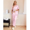 Ekouaer Silk Pajamas for Womens Set 2 Piece Fall Pjs Button Down Sleepwear(Pink White Stripe)