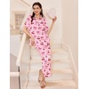 Ekouaer Silk Pajamas for Womens Set 2 Piece Fall Pjs Button Down Sleepwear(Pink-cherry Bow)