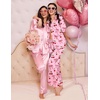 Ekouaer Silk Pajamas for Womens Set 2 Piece Fall Pjs Button Down Sleepwear(Pink-cherry Bow)