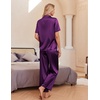 Ekouaer Silk Pajamas for Womens Set 2 Piece Fall Pjs Button Down Sleepwear(Purple)