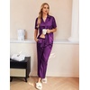 Ekouaer Silk Pajamas for Womens Set 2 Piece Fall Pjs Button Down Sleepwear(Purple)