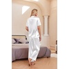 Ekouaer Silk Pajamas for Womens Set 2 Piece Fall Pjs Button Down Sleepwear(White)