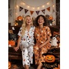 Ekouaer Silk Pajamas for Womens Set 2 Piece Fall Pjs Button Down Sleepwear(White-halloween)