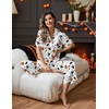 Ekouaer Silk Pajamas for Womens Set 2 Piece Fall Pjs Button Down Sleepwear(White-halloween)