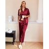 Ekouaer Silk Pajamas for Womens Set 2 Piece Fall Pjs Button Down Sleepwear(Wine Red)
