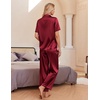Ekouaer Silk Pajamas for Womens Set 2 Piece Fall Pjs Button Down Sleepwear(Wine Red)