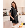 Ekouaer Women Lace Satin Pajama Set Button Down Silk Pjs Shorts Set XS-XXL(Black)