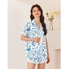 Ekouaer Women Lace Satin Pajama Set Button Down Silk Pjs Shorts Set XS-XXL(Blue Chinoiserie)