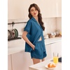 Ekouaer Women Lace Satin Pajama Set Button Down Silk Pjs Shorts Set XS-XXL(Blue Green)