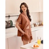Ekouaer Women Lace Satin Pajama Set Button Down Silk Pjs Shorts Set XS-XXL(Brown)