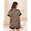 Ekouaer Women Lace Satin Pajama Set Button Down Silk Pjs Shorts Set XS-XXL(Brown Leopard)