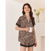 Ekouaer Women Lace Satin Pajama Set Button Down Silk Pjs Shorts Set XS-XXL(Brown Leopard)