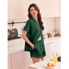 Ekouaer Women Lace Satin Pajama Set Button Down Silk Pjs Shorts Set XS-XXL(Green)