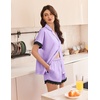 Ekouaer Women Lace Satin Pajama Set Button Down Silk Pjs Shorts Set XS-XXL(Light Purple)