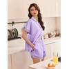 Ekouaer Women Lace Satin Pajama Set Button Down Silk Pjs Shorts Set XS-XXL(Lilac)