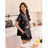 Ekouaer Women Lace Satin Pajama Set Button Down Silk Pjs Shorts Set XS-XXL(Love You Lips)