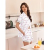 Ekouaer Women Lace Satin Pajama Set Button Down Silk Pjs Shorts Set XS-XXL(Pink Bow Hydrangea)