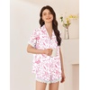 Ekouaer Women Lace Satin Pajama Set Button Down Silk Pjs Shorts Set XS-XXL(Pink Chinoiserie)