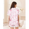 Ekouaer Women Lace Satin Pajama Set Button Down Silk Pjs Shorts Set XS-XXL(Pink Chinoiserie)