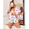 Ekouaer Women Lace Satin Pajama Set Button Down Silk Pjs Shorts Set XS-XXL(Pink Hydrangea)