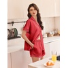 Ekouaer Women Lace Satin Pajama Set Button Down Silk Pjs Shorts Set XS-XXL(Red)