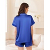 Ekouaer Women Lace Satin Pajama Set Button Down Silk Pjs Shorts Set XS-XXL(Sky Blue)