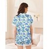 Ekouaer Women Lace Satin Pajama Set Button Down Silk Pjs Shorts Set XS-XXL(Vintage Floral Blue)