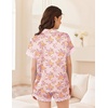 Ekouaer Women Lace Satin Pajama Set Button Down Silk Pjs Shorts Set XS-XXL(Vintage Floral Blush Pink)