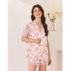 Ekouaer Women Lace Satin Pajama Set Button Down Silk Pjs Shorts Set XS-XXL(Vintage Floral Blush Pink)